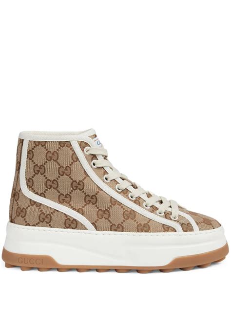 gucci burgundy gg logo high top leather trainers